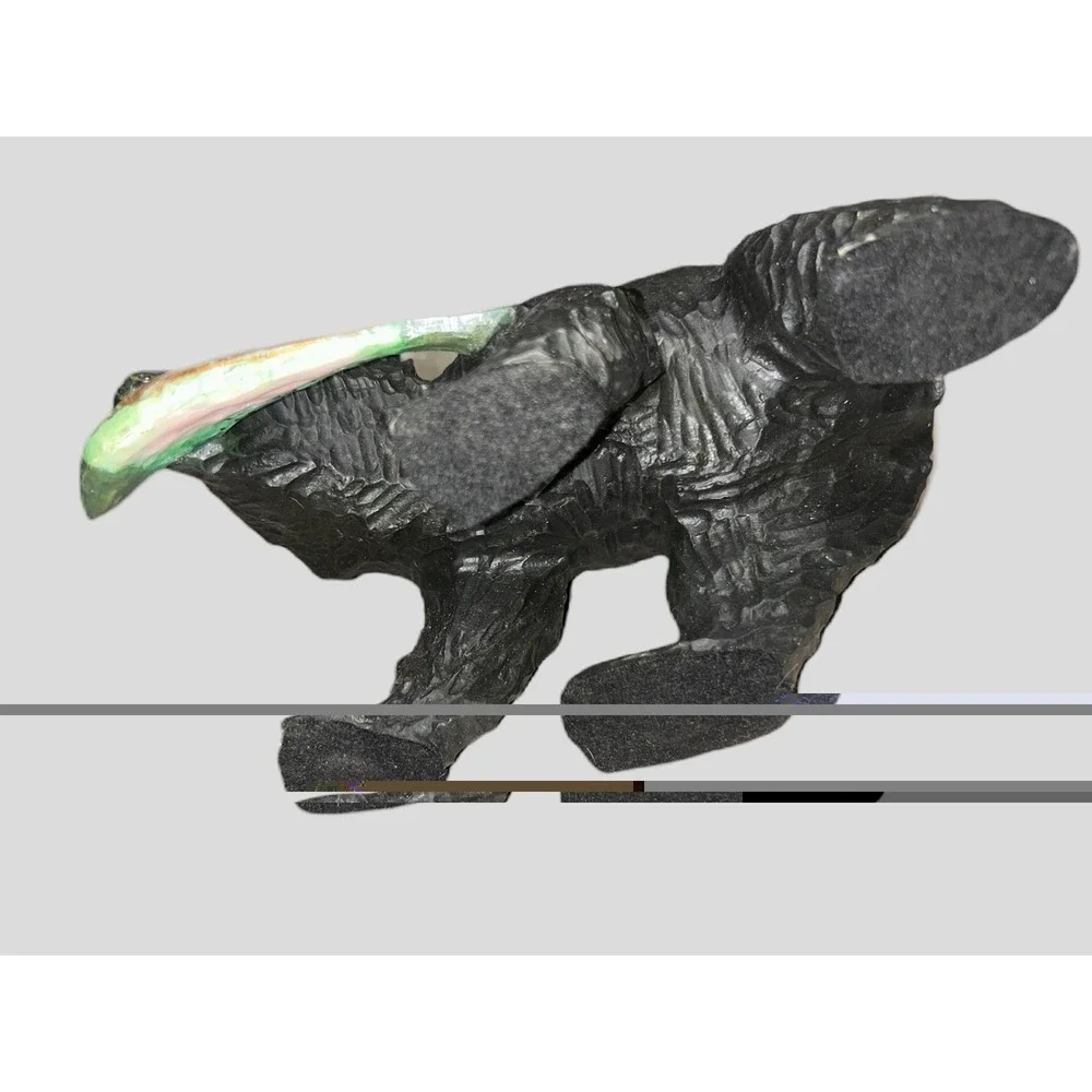 Wood Bear Figurine with Fish Collectible Sculpture  antique